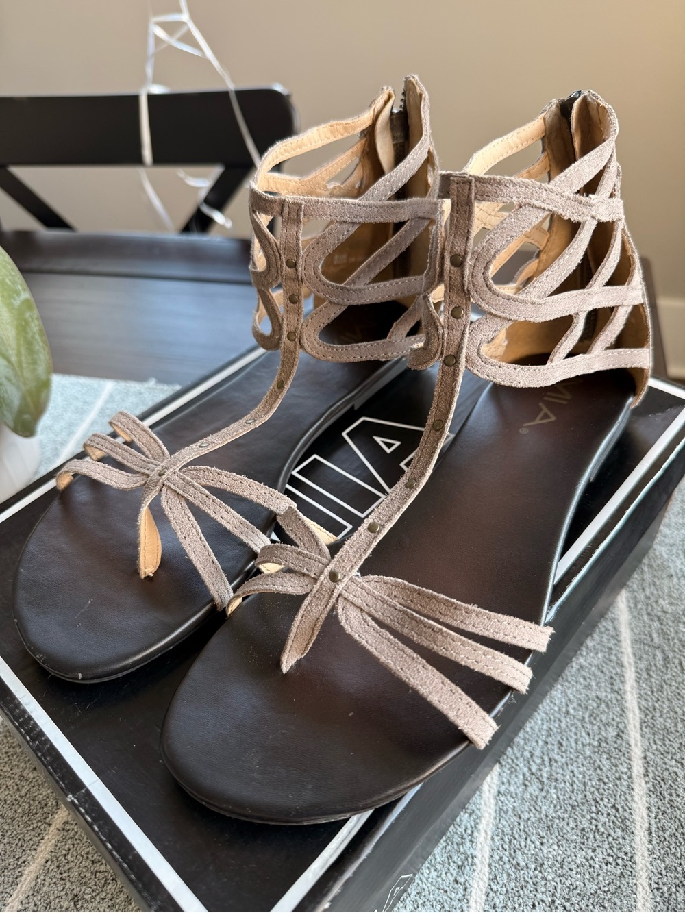 MIA Taupe Strappy Suede Gladiator Sandals